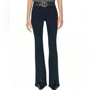 FRAME Denim Le One Black Flare Split Hem High Waist Jeans Super Stretch Size 1